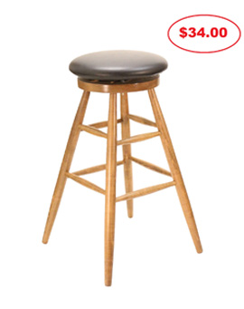 Windsor Style Backless Swivel Padded, Colonial Style Wooden Bar Stools
