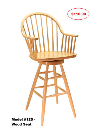 Colonial Wood Windsor Spindle Back, Affordable Swivel Counter Stools With Backs And Arms